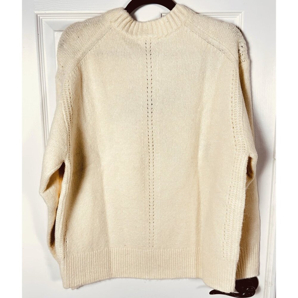 J.Crew Womens Relaxed Bow Print Crewneck Pullover Small Cream Knit Coquette NWT - Picture 9 of 14